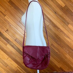 Vintage 80s Oxblood Leather Boho Purse Bag